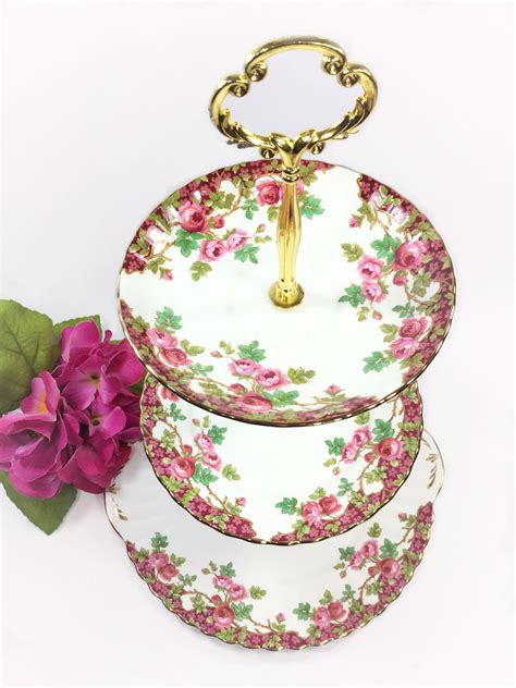 Royal Standard Olde English Garden 3 Tier English Tea Serving Tray