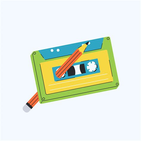 Иллюстрация Аудио кассета с карандашом в стиле 2d | Illustrators.ru
