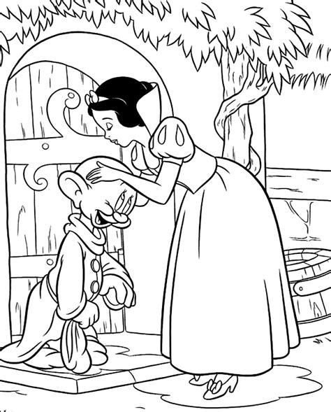 Coloriage De Blanche Neige Embrassant Simplet