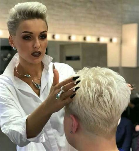Pin by Magik Dragon on Barberettes | Super short hair, Chic short hair ...
