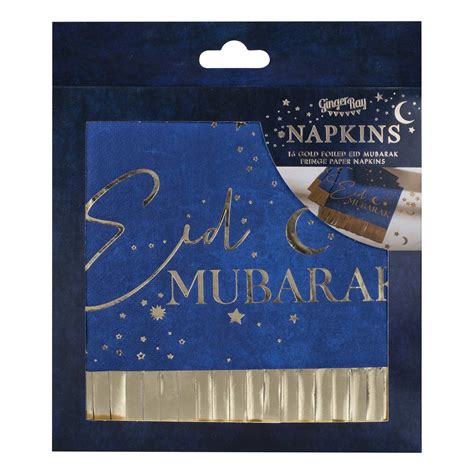 Servetten Eid Mubarak Navy Gold Fringe St Ginger Ray Jetjes Jobjes