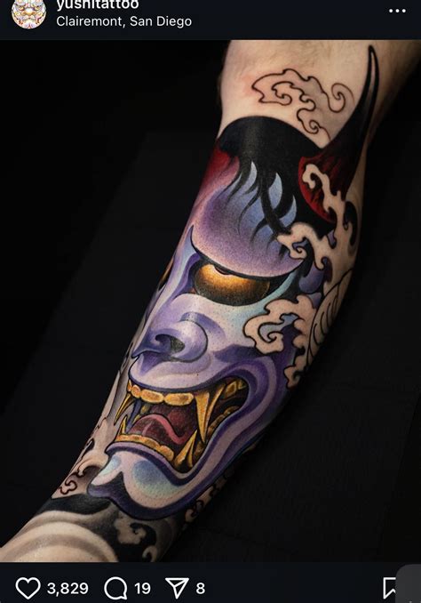 Hannya Mask Tattoo Hannya Mask Tattoo By Me Olivia Hartranft Boston
