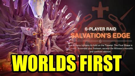 COMPLETE WORLDS FIRST SALVATIONS EDGE RAID RAIDZONE DESTINY 2 YouTube