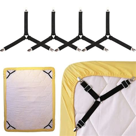 4pcs Adjustable Bed Sheets Straps Braces Crisscross Bed Fitted Sheet ...