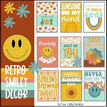 Retro Smiley Face Classroom Decor Bulletin Board Or Door Posters