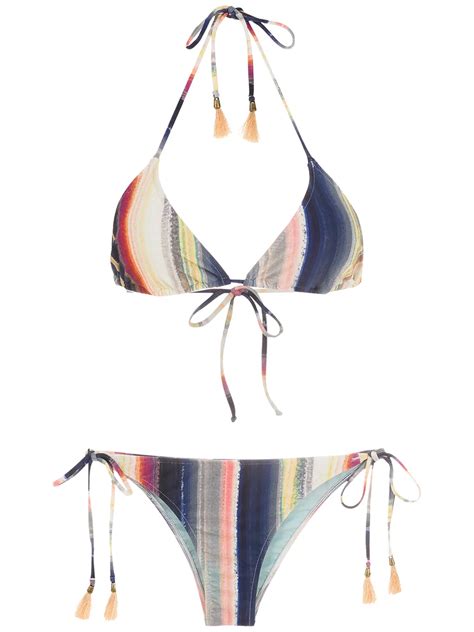 Lygia Nanny Maya Stripe Print Bikini Set Multicolour Farfetch