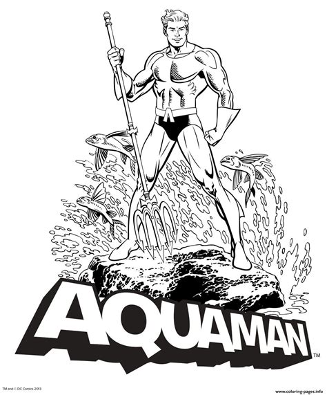 aquaman dc comics coloring page printable cartoon coloring pages
