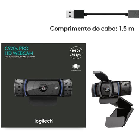 Webcam Full Hd Logitech C920s C Microfone 1080p Canoas Rs