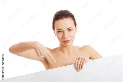 Beautiful Naked Woman Holding Copy Space Stock Photo Adobe Stock