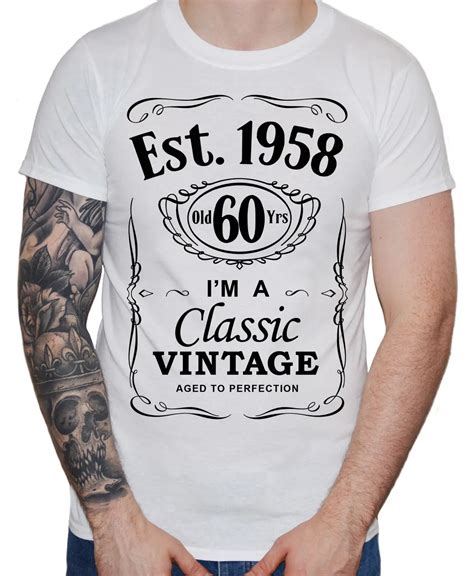 2019 New Cool Tee Shirt Mens 60th Birthday T Shirt Est 1958 Vintage Man Sixtieth 60 Years T