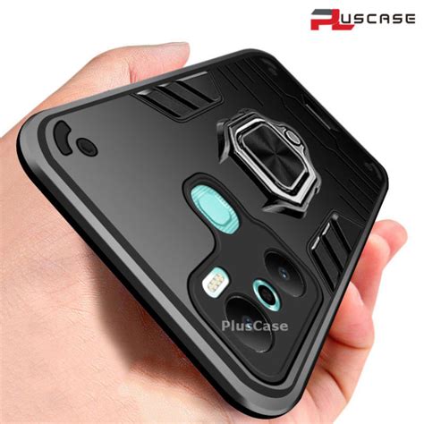Pluscase For Infinix Hot Play Stand Armor Case With Lens Camera