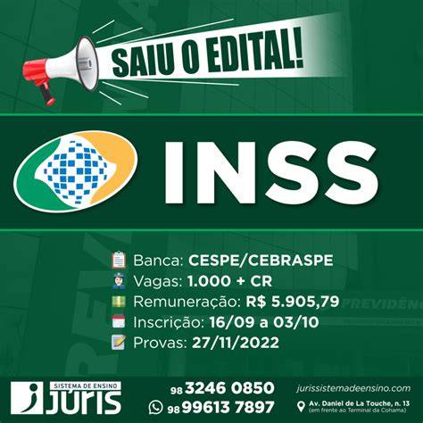 Saiu O Edital Do Inss Vagas J Ris