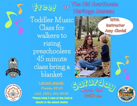 Free Toddler Music Class - Old Courthouse Heritage Museum