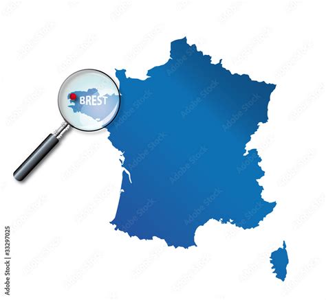 brest carte de france departement du finistere vector de stock