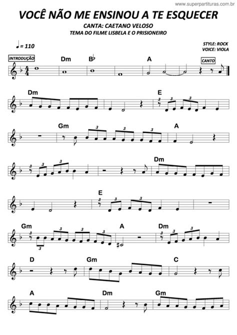 Voce Nao Me Ensinou A Te Esquecer Cifra - Super Partituras - Você Não Me Ensinou A Te Esquecer v.4 (Caetano ...