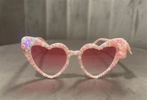 Light Pink Bedazzled Barbie Heart Shape Sunglasses With Barbie Etsy