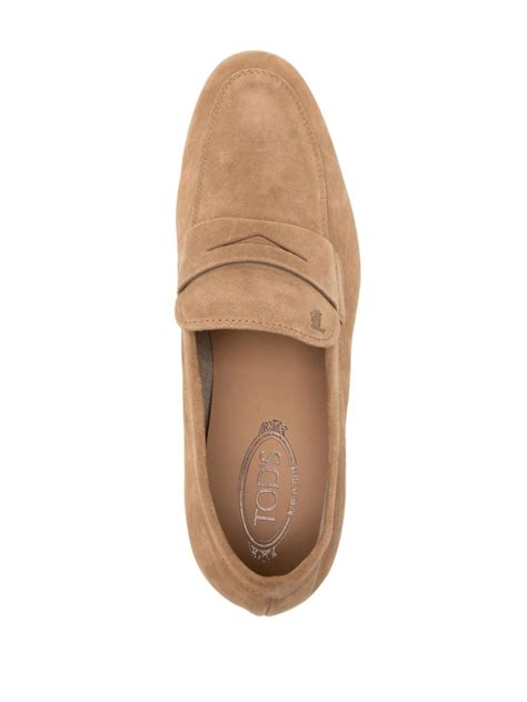 Tod S Penny Slot Suede Loafers Brown Farfetch