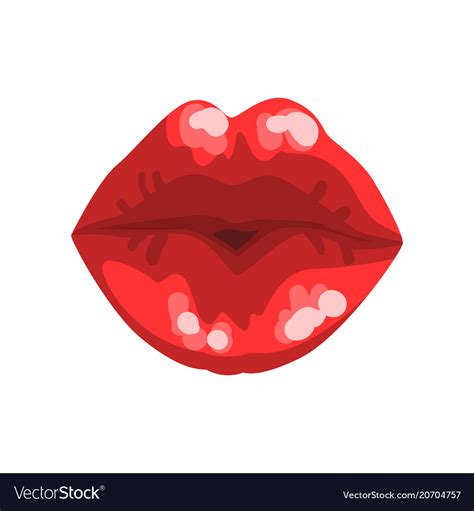 Red Female Glossy Lips Sensual Kiss Symbol Vector Image