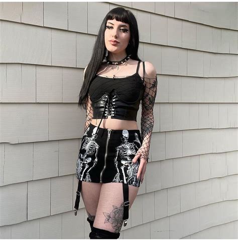 Emo Skeleton Printed Mini Skirt | RebelsMarket