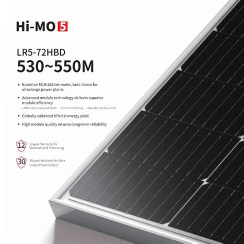 LONGi Solar Panel 550 Watts Single Crystal 530W Photovoltaic Module