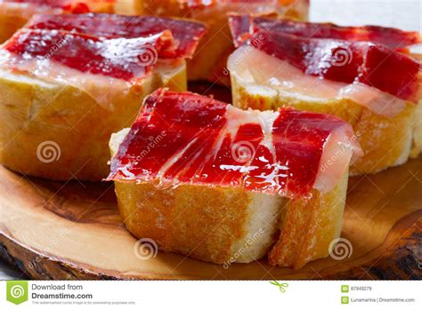 Iberian Ham From Spain Tapas Pinchos Stock Image Image Of Iberico