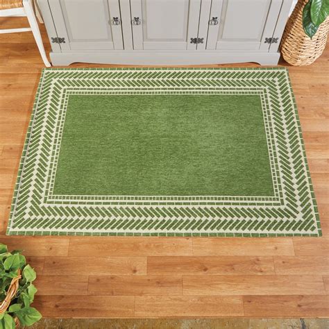 Modern Border Chenille Accent Rug Collections Etc