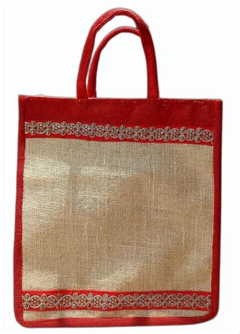 Short Cotton Padded Zipper Fancy Jute Carry Bags Size