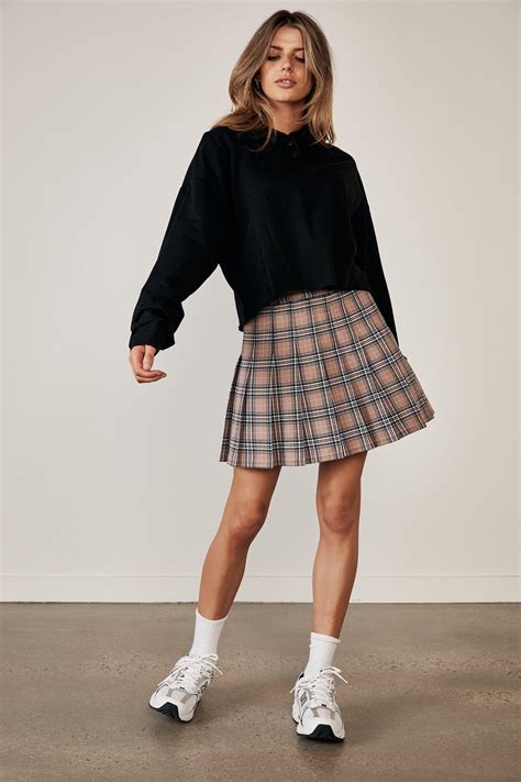 Pleated Skirt Mia Checkdirty Blush Factorie Skirts