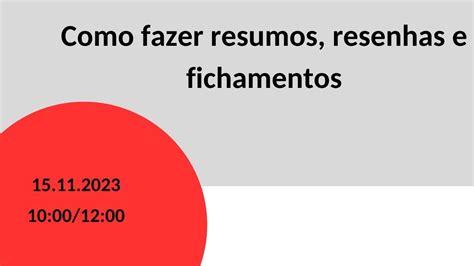 Como Fazer Resumos Resenhas E Fichamentos YouTube