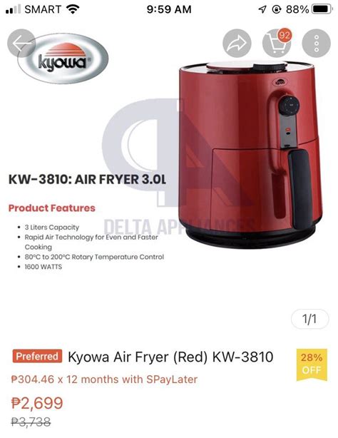 Kyowa Air Fryer Liters Tv Home Appliances Kitchen Appliances