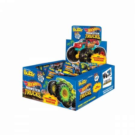 Chicle Buzzy Hot Wheels Tattoo Tutti Frutti Display 400g