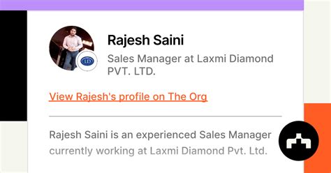 Rajesh Saini Sales Manager At Laxmi Diamond Pvt Ltd The Org