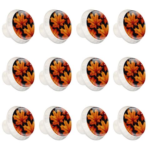 Maple Leaf 12 Pcs White Round Drawer Pulls With Screwsabs And Glass