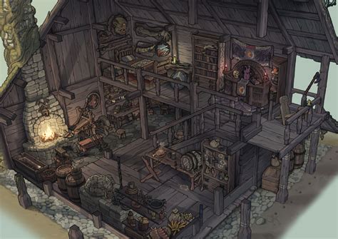 artstation rpg cottage esteban  moraga interior concept art