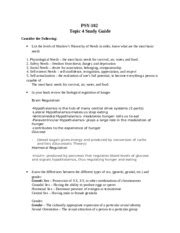 Quiz 4 Study Guide PSY 102 Topic 4 Study Guide Consider The Following