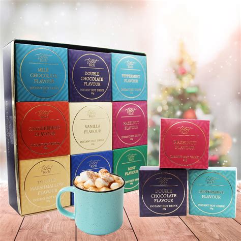 Velvet Rich Hot Chocolate Selection Box 9 Assorted Flavours Ideal Secret Santa Or Stocking