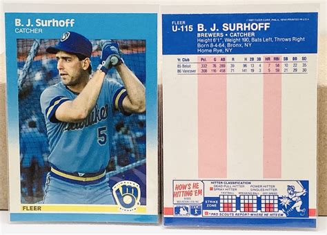 LOOK 1987 B J Surhoff Fleer Rookie Update U 115 Milwaukee Brewers