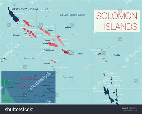 Solomon Islands Detailed Editable Map Cities Stock Vector (Royalty Free ...