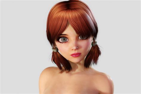 Naked Toon Girl Hentai Redhead Fully Rigged D Model Rigged Cgtrader