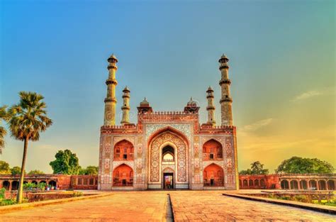 South Gate of Sikandra Fort in Agra - Uttar Pradesh, India Stock Image - Image of designed ...