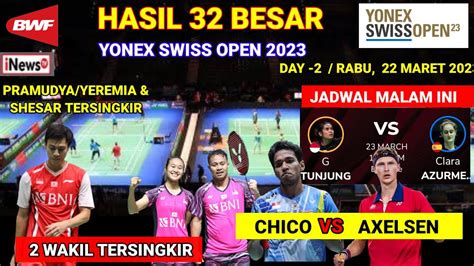 Hasil Swiss Open 2023 Hari Ini Day 2 R32 SHESAR PRAMUDYA YEREMIA