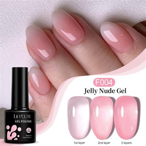 LILYCUTE Jelly Nude Pink Gel Nail Polish Milky Semi Translucent Varnis Semi Permanent For