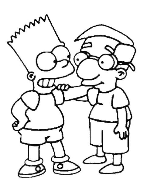 Desenhos De Bart Simpson E Milhouse Van Houten Para Colorir E Imprimir