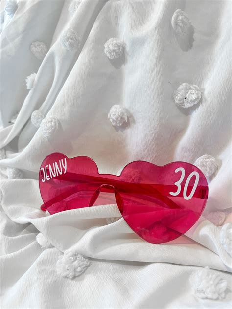 Personalised Hot Pink Love Heart Sunglasses Hen Do Party Girls Night