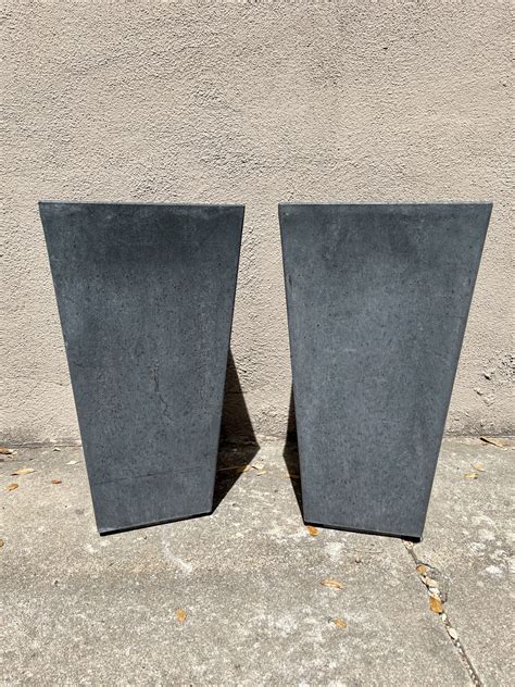 Set Of Two Resin Planters 20” Tall Fluted Square Pots Target For Sale