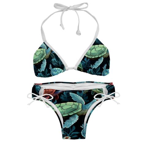 Turtle Seamless Swim Wear Detachable Sponge Adjustable Strap Bikini Set Two Pack For Multiple