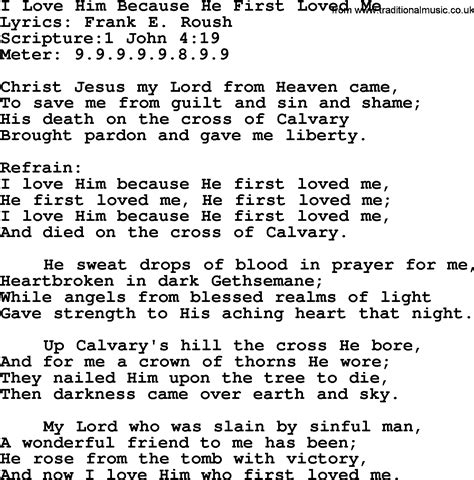 Hymns For Passiontide Title I Love Him Because He First Loved Me Lyrics With Pdf