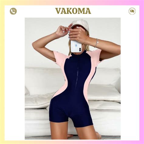 CAO CẤP Bikini mảnh áo tắm liền thân đi biển tay ngắn khóa kéo che khuyết điểm đồ bơi nữ kín