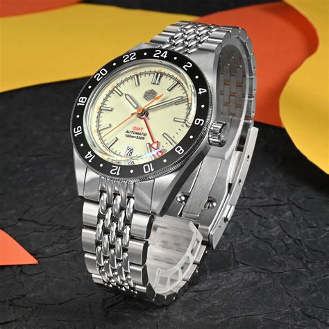 San Martin Sn Lum Gmt Full Lume Automatic Stainless Steel Mm