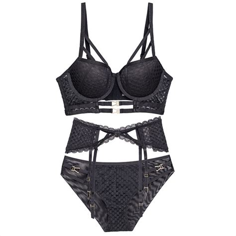 Black Lace Lingerie Bra Panties Set Vampal Dresses